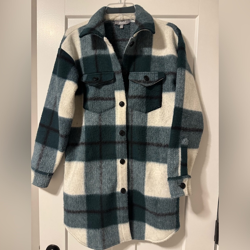 Marled reunited clothing long plaid shacket